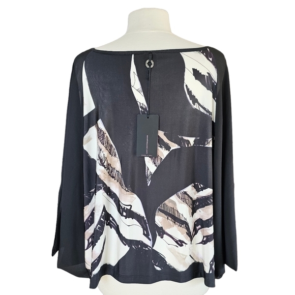 Save The Queen Flowy Viscose Black Floral Sheer Dolman Sleeve top Size Medium - Picture 4 of 16